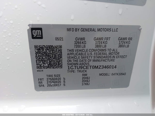 1GTU9CET0MZ346014 GMC Sierra 1500 4wd Short Box Elevation