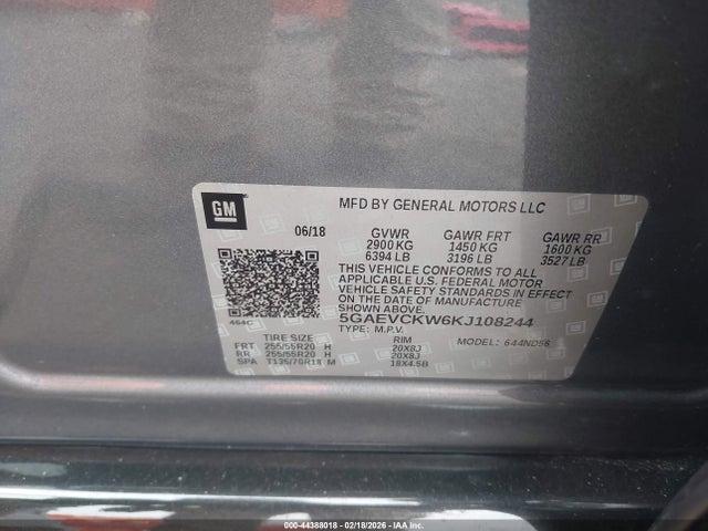 5GAEVCKW6KJ108244 Buick Enclave Awd Avenir