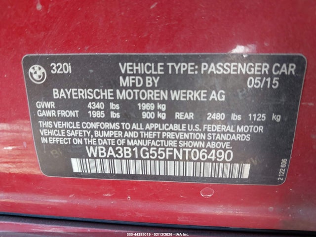 2015 BMW 320I WBA3B1G55FNT06490 Photo 8