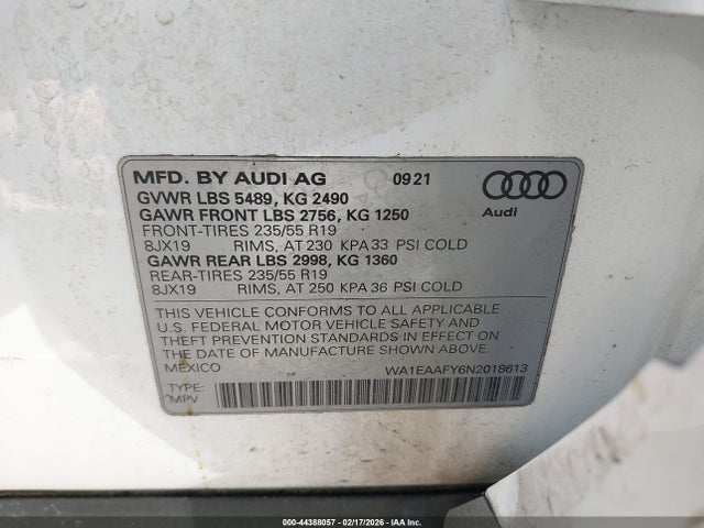 2022 AUDI Q5 WA1EAAFY6N2018613 Photo 8