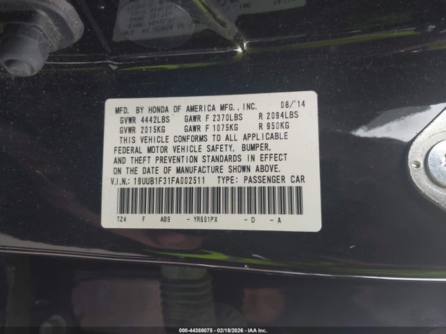 44388075 :رقم المزاد ، 19UUB1F31FA002511 vin ، 2015 Acura Tlx مزاد بيع