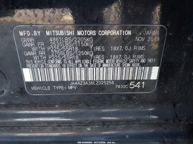 2020 MITSUBISHI OUTLANDER JA4AZ3A36LZ025256 Photo 8