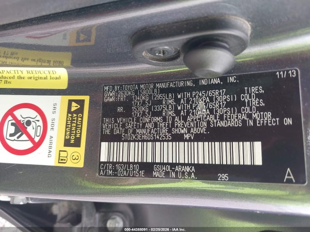 2013 TOYOTA HIGHLANDER 5TDZK3EH6DS142535 Photo 8