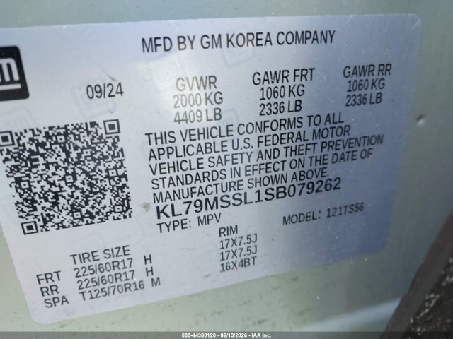 44388120 :رقم المزاد ، KL79MSSL1SB079262 vin ، 2025 Chevrolet Trailblazer Awd Activ مزاد بيع
