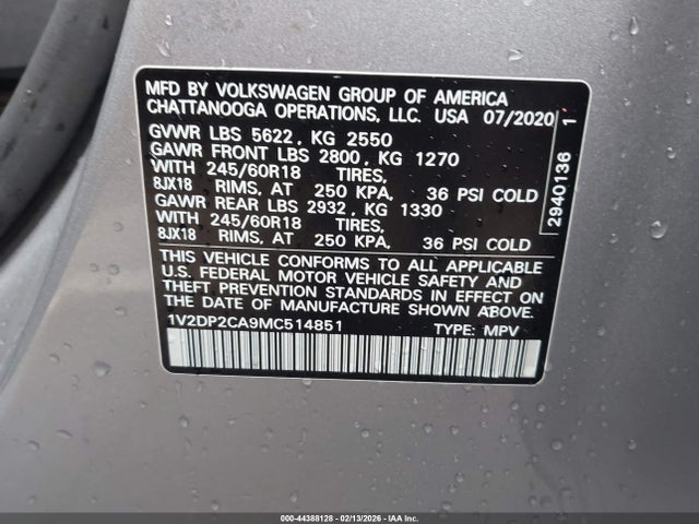 1V2DP2CA9MC514851 Volkswagen Atlas 2.0t Se