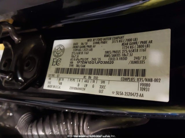 Ford F-150 Lariat 2018 1FTEW1EG1JFD30020 Image 9