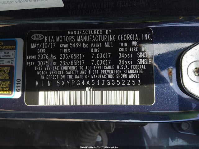 2018 KIA SORENTO 5XYPG4A51JG352253 Photo 8