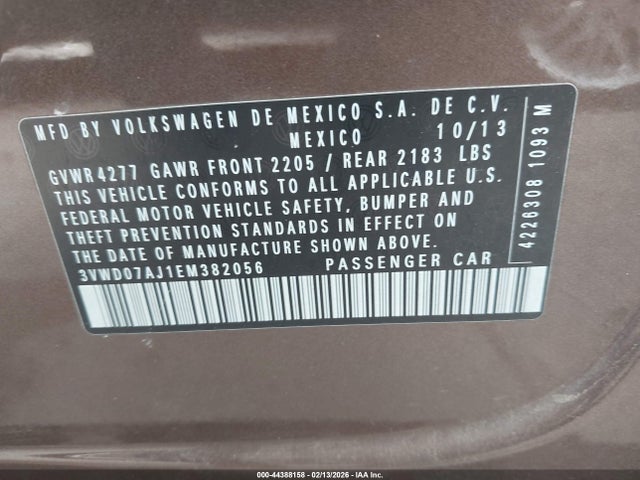 3VWD07AJ1EM382056 Volkswagen Jetta 1.8t Se