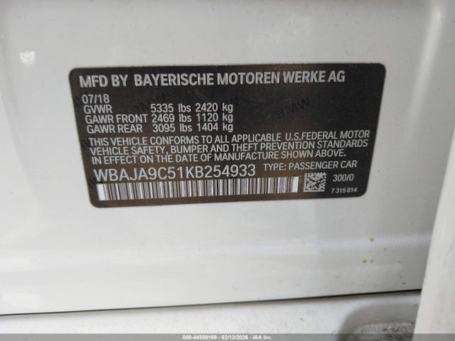 2019 BMW 530E WBAJA9C51KB254933 Photo 8