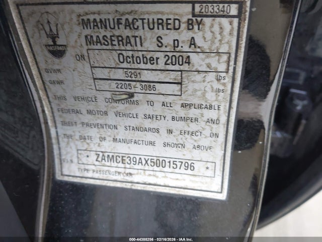 2005 MASERATI QUATTROPORTE ZAMCE39AX50015796 Photo 8