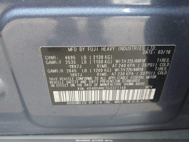 4S4BSANC2G3321148 Subaru Outback 2.5i Limited