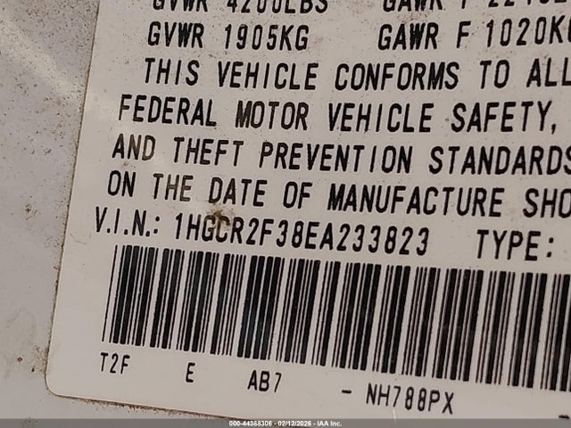 1HGCR2F38EA233823 Honda ACCORD LX