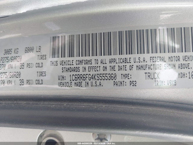 1C6RR6FG4KS555360 RAM 1500 Classic Tradesman