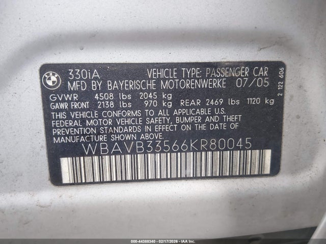 2006 BMW 330I WBAVB33566KR80045 Photo 8