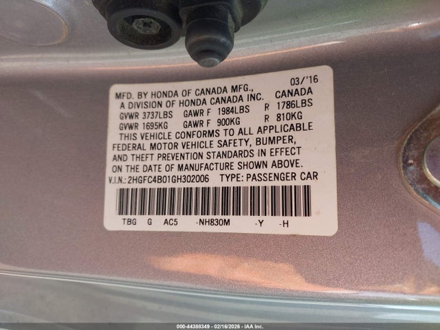 Honda Civic Lx-p 2016 2HGFC4B01GH302006 Image 9