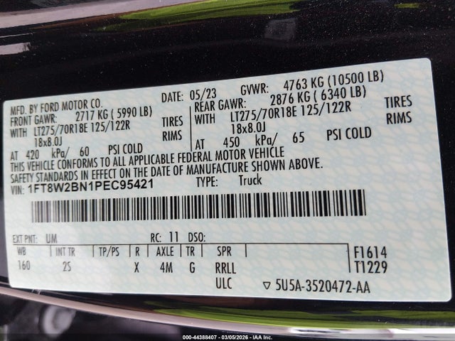 1FT8W2BN1PEC95421 Ford F-250 Xlt
