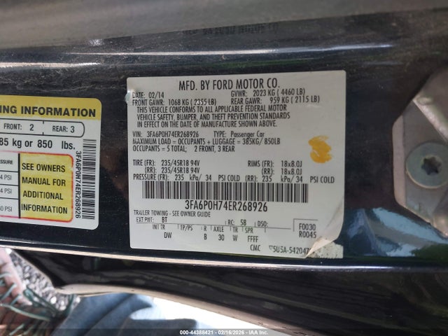 3FA6P0H74ER268926 Ford FUSION SE