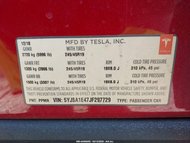 2018 TESLA MODEL S 5YJSA1E47JF297729 Photo 8
