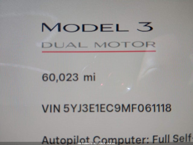 Продажа на аукционе авто 2021 Tesla Model 3 Performance Dual Motor All-wheel Drive, vin: 5YJ3E1EC9MF061118, номер лота: 44388473