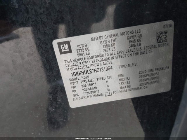 1GKKNULS7HZ131954 GMC Acadia Slt-1