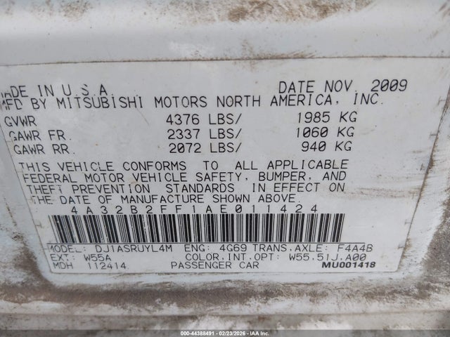 2010 MITSUBISHI GALANT 4A32B2FF1AE011424 Photo 8