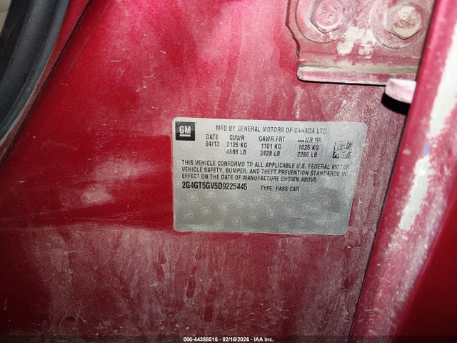 44388516 :رقم المزاد ، 2G4GT5GV5D9225445 vin ، 2013 Buick Regal Turbo - Premium 2 مزاد بيع