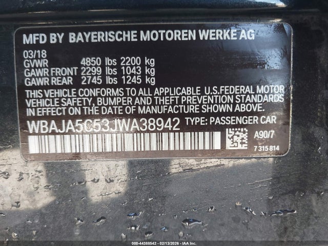 2018 BMW 530I WBAJA5C53JWA38942 Photo 8