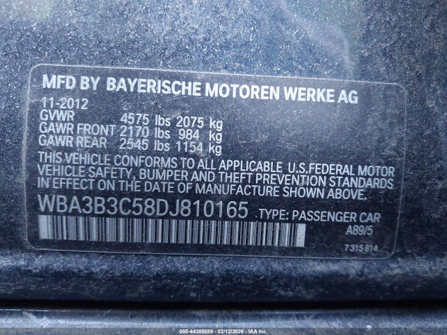 2013 Bmw 328i Xdrive მანქანა იყიდება აუქციონზე, vin: WBA3B3C58DJ810165, აუქციონის ნომერი: 44388589
