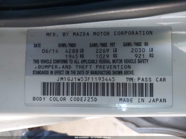 JM1GJ1W53F1193445 Mazda Mazda6 I Grand Touring