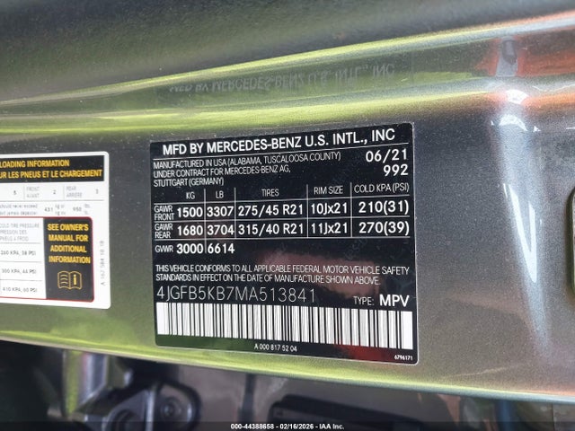 4JGFB5KB7MA513841 Mercedes-Benz Gle 450 4matic