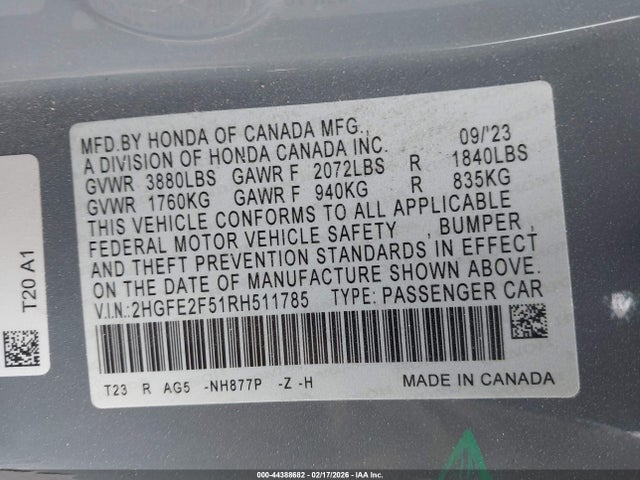 Honda Civic Sport 2024 2HGFE2F51RH511785 Image 9