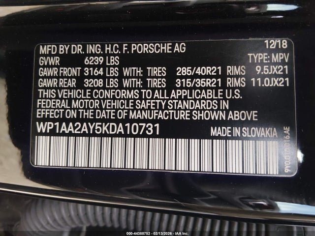 2019 PORSCHE CAYENNE WP1AA2AY5KDA10731 Photo 8