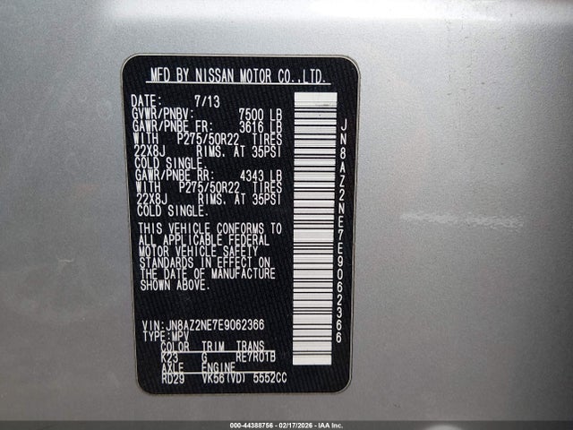 JN8AZ2NE7E9062366 Infiniti QX80