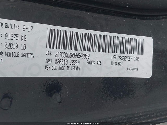 Продажа на аукционе авто 2017 Dodge Charger Sxt Awd, vin: 2C3CDXJG0HH546959, номер лота: 44388757