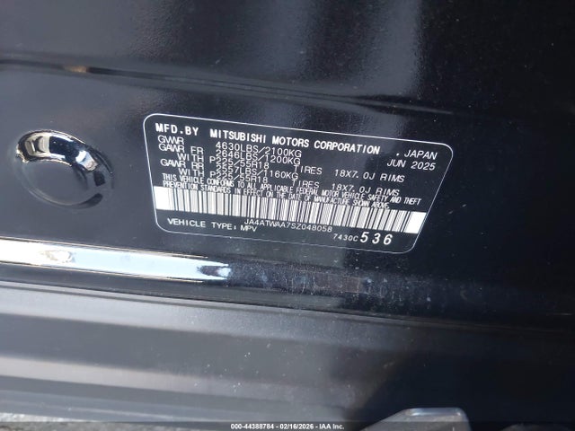 Продаж на аукціоні авто 2025 Mitsubishi Eclipse Cross Se S-awc, vin: JA4ATWAA7SZ048058, номер лоту: 44388784