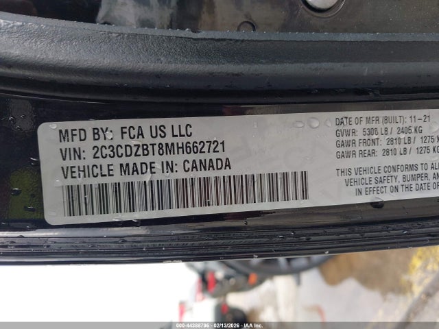 Продаж на аукціоні авто 2021 Dodge Challenger R/t, vin: 2C3CDZBT8MH662721, номер лоту: 44388796