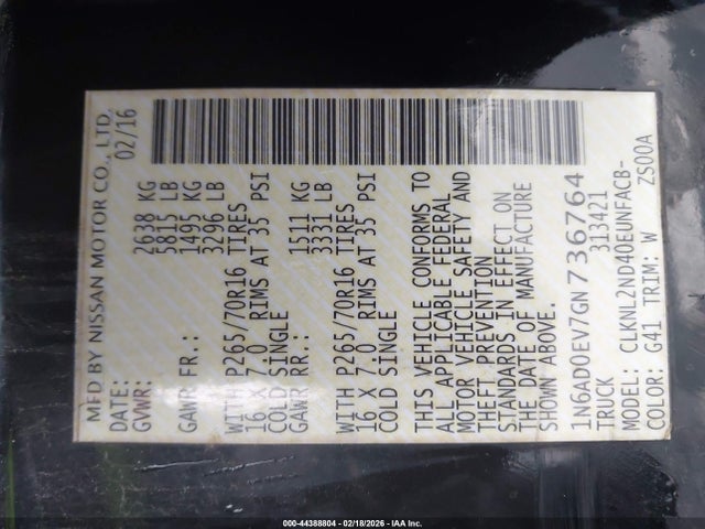 Nissan Frontier Sv 2016 1N6AD0EV7GN736764 Image 9