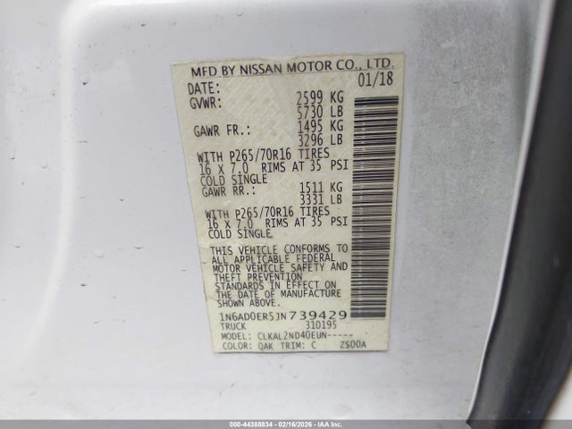 1N6AD0ER5JN739429 Nissan Frontier Sv