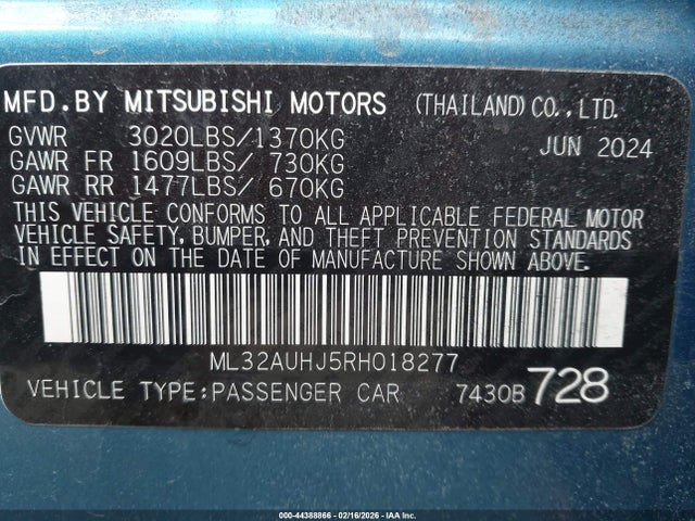 2024 MITSUBISHI MIRAGE ML32AUHJ5RH018277 Photo 8