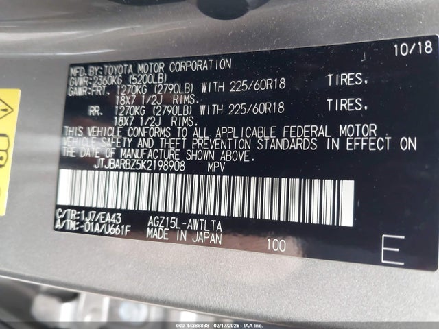 JTJBARBZ5K2198908 Lexus NX 300
