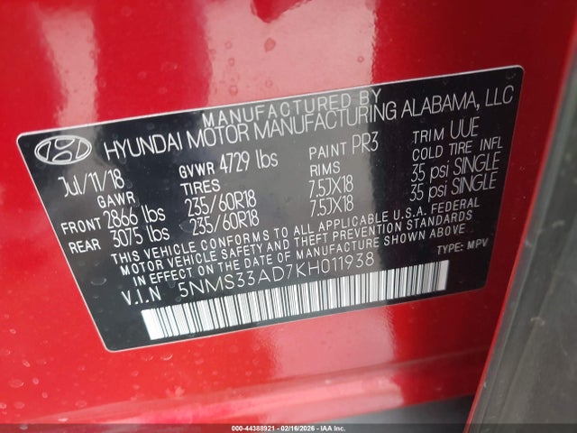 Hyundai Santa Fe Sel Plus 2019 5NMS33AD7KH011938 Image 9