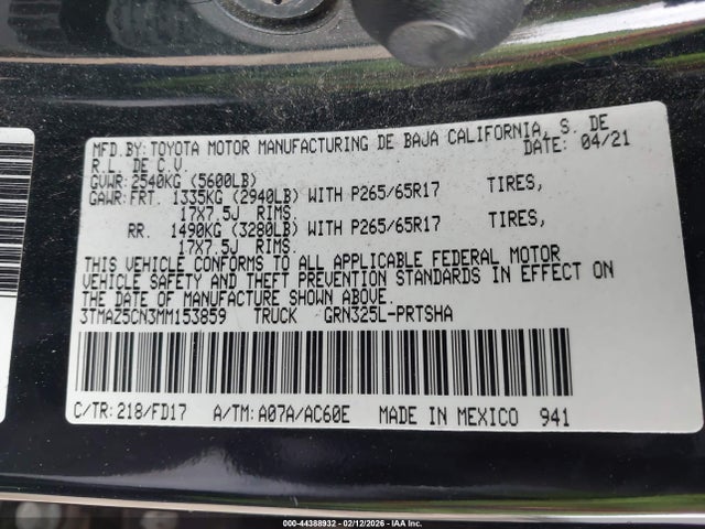 3TMAZ5CN3MM153859 Toyota Tacoma Trd Sport