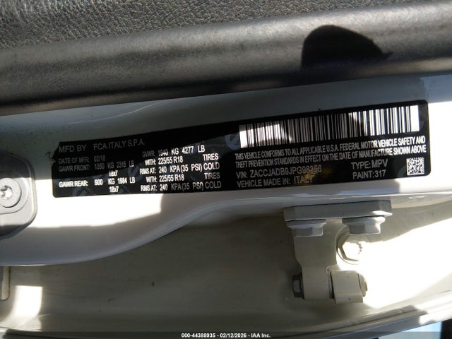 ZACCJADB9JPG98356 Jeep Renegade Limited Fwd