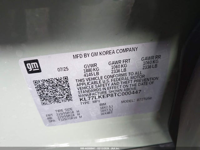 KL77LKEP8TC000447 Chevrolet Trax Fwd Activ