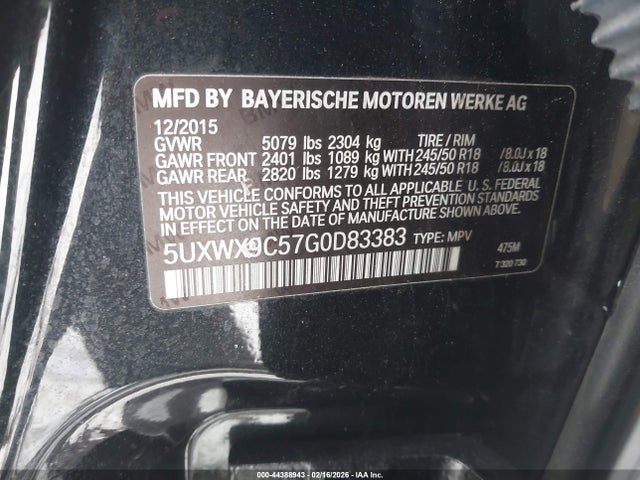 Aukcja sprzedaży 2016 Bmw X3 Xdrive28i, vin: 5UXWX9C57G0D83383, numer aukcji: 44388943
