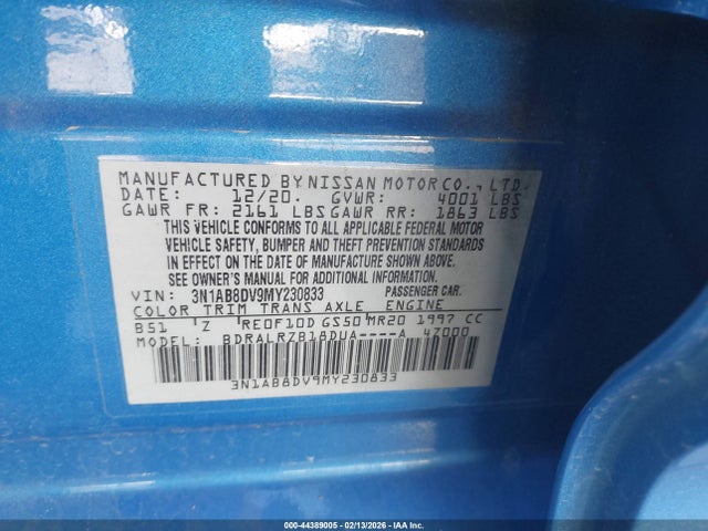 3N1AB8DV9MY230833 Nissan Sentra Sr Xtronic Cvt