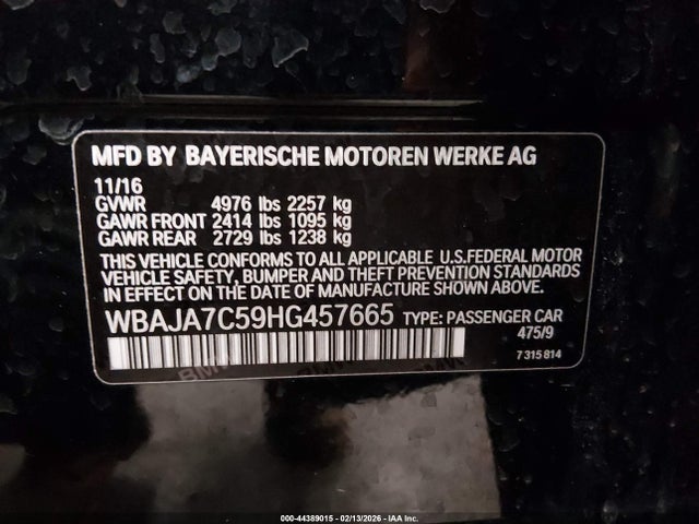 2017 BMW 530I WBAJA7C59HG457665 Photo 8