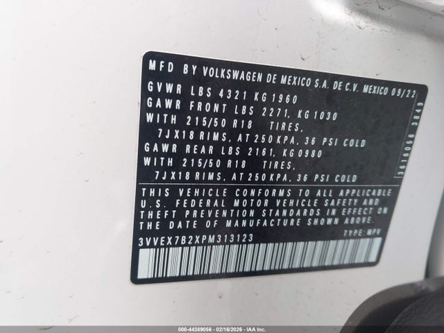 2023 VOLKSWAGEN TAOS 3VVEX7B2XPM313123 Photo 8