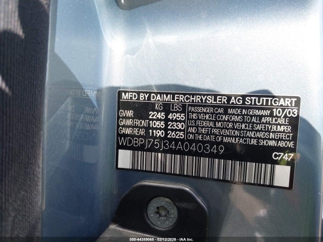 2004 MERCEDES-BENZ CL 500 WDBPJ75J34A040349 Photo 8