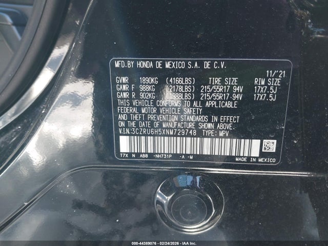 3CZRU6H5XNM729748 Honda Hr-v Awd Ex